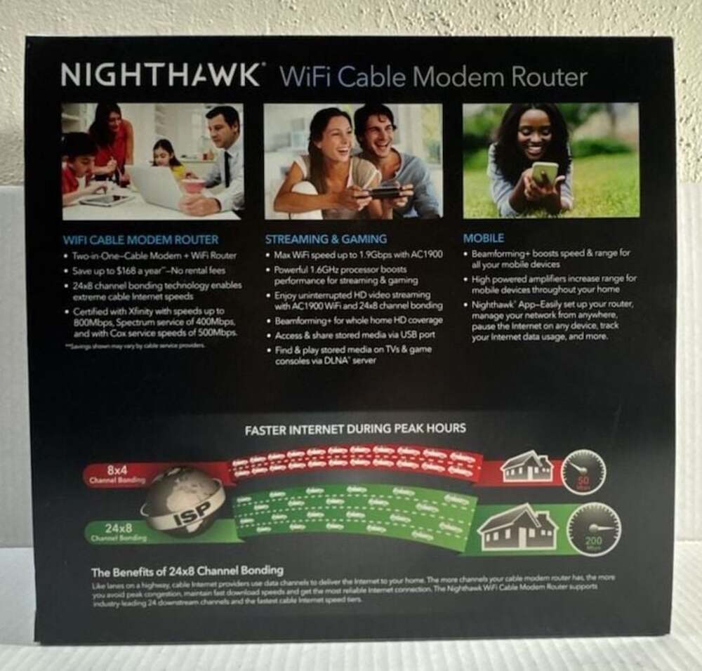 Netgear Nighthawk AC1900 WiFi Cable Modem Router (Model C7000v2) - Picture 3 of 15